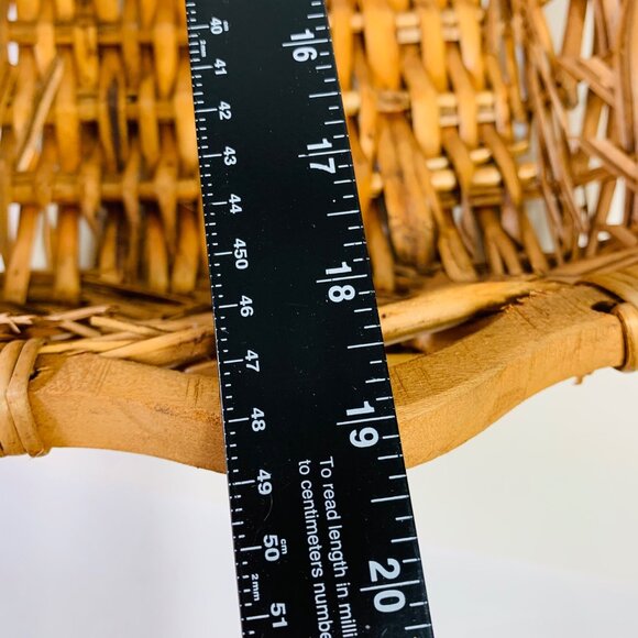 Grapevine Wicker Flower Market Basket Decorative MCM Wooden Handles Farmhouse - Picture 13 of 15